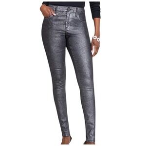 The Limited Metallic Coated Legging Jean Black Silver Skinny Pants Womens 4